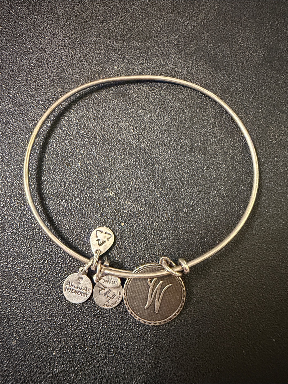 Alex and Ani Silver-tone Script 'W' Charm Bangle Bracelet